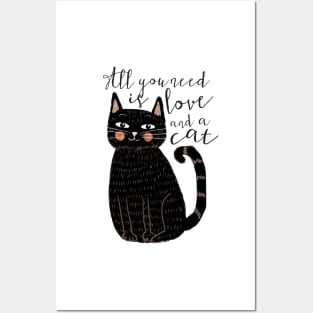 All you need is love and a cat Art Print Cat wall Art || Cat lover gift || pet wall hanging  || Mia Charro Poster Posters and Art